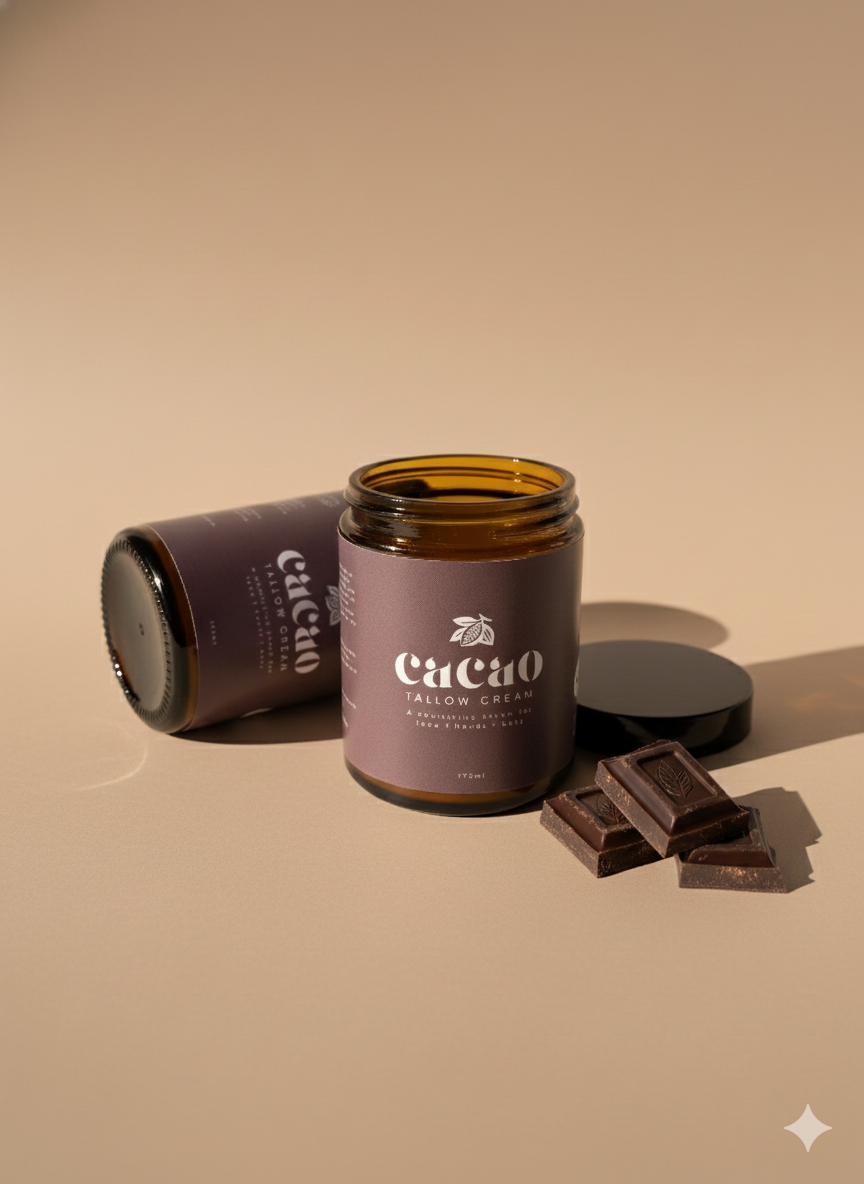 Cacao Grass-Fed Tallow Cream for Skin – Nourishing Natural Skincare